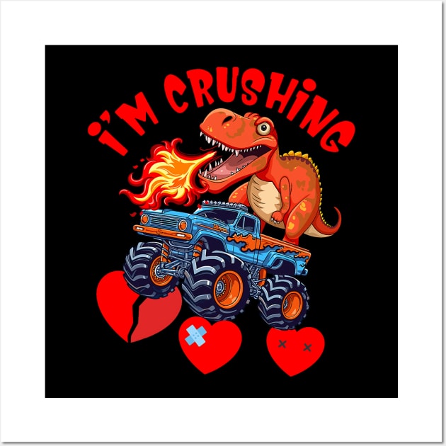 I Crush Hearts Monster Truck Toddler Boys Girl Valentine Day Wall Art by Neldy